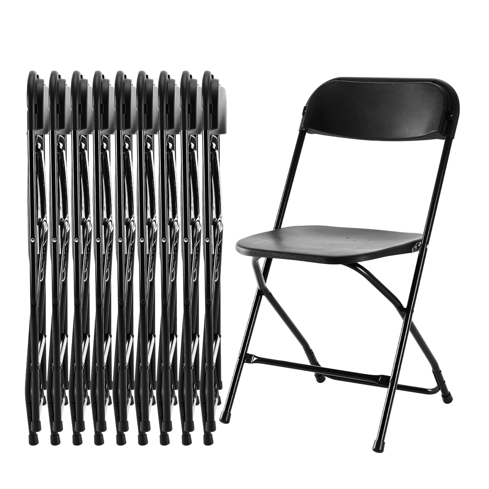 10 Pack Folding Chair Plastic Foldable Stackable Portable Outdoor/Indoor Black
