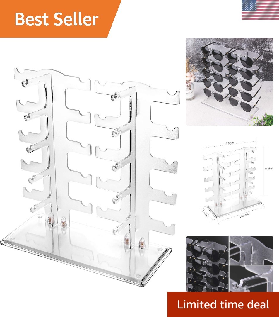 Space-Saving 2-Row Eyewear Holder – Lightweight Display for 10 Pairs of Glasses