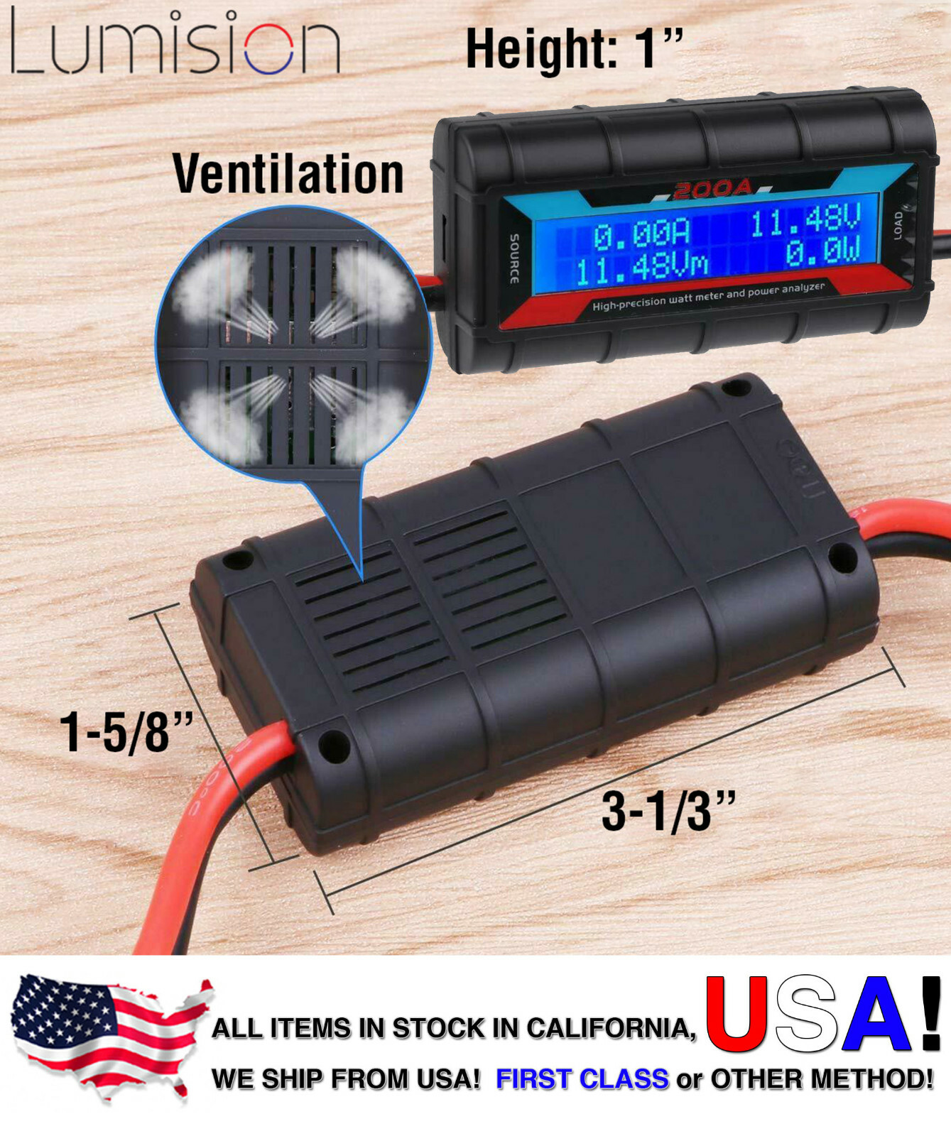 200A AMP Watt Meter High Precision Digital LCD Display 60 Volt Solar RC Battery