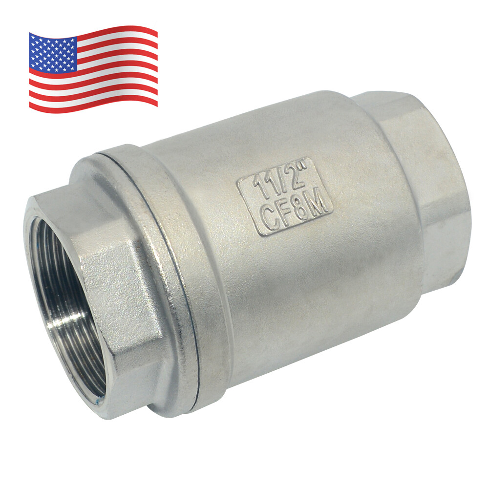 1.5″ in 1-1/2 inch Spring Loaded In-line NPT Thread Check Valve Stainless Steel