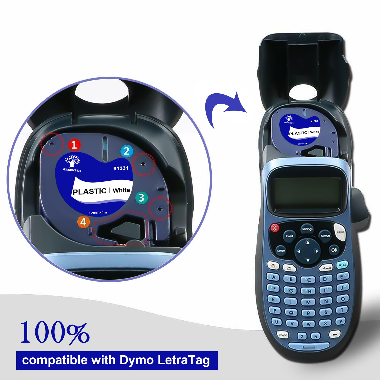 10PK Compatible Dymo LetraTag Refill 91331 Plastic 1/2» Label Tape LT-100H QX50
