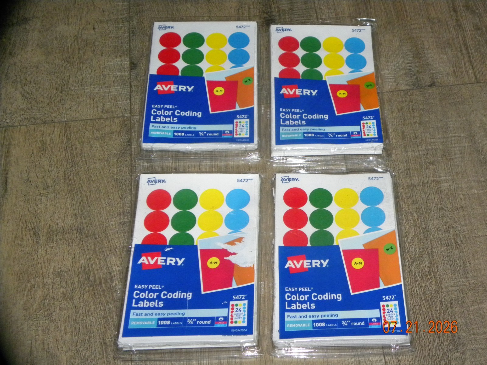 4 Avery Removable Assorted Color Coding Labels 1008 – 3/4″ Diameter Labels 5472