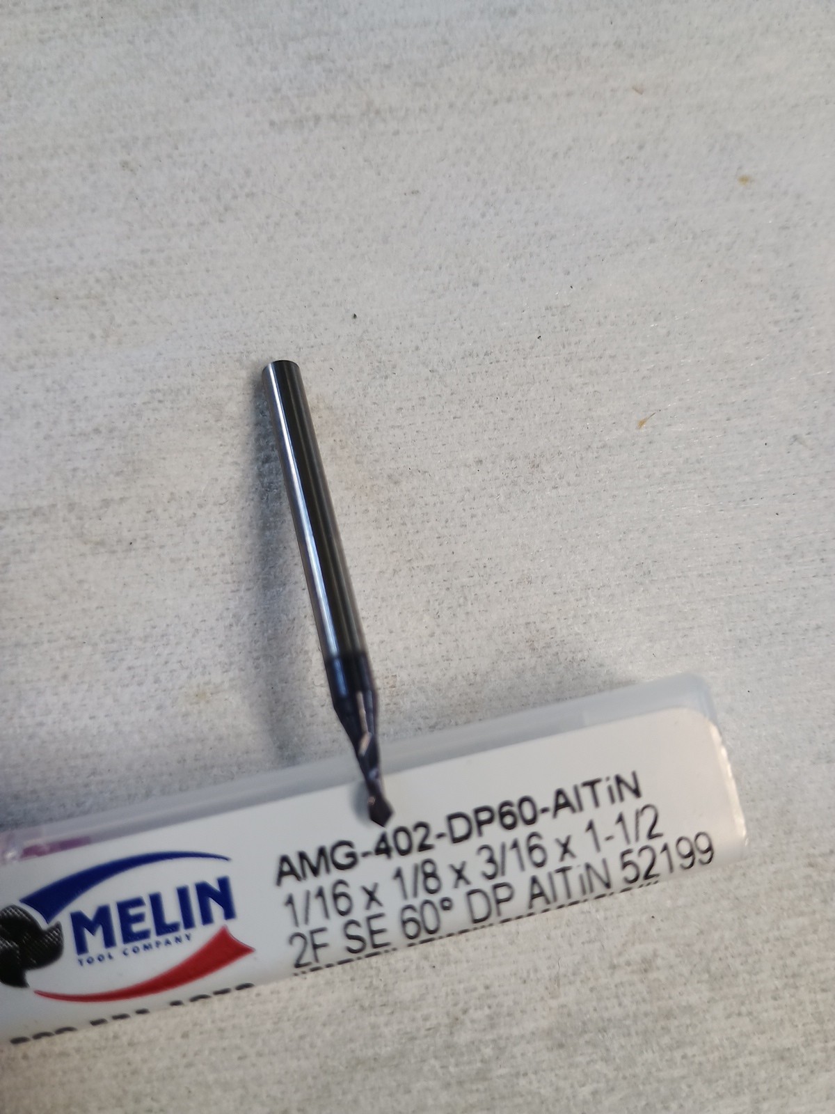 Carbide 1/16″ dia. x 60 deg Drill PointEnd Mill (drill/mill) 2 Flute AITiN USA