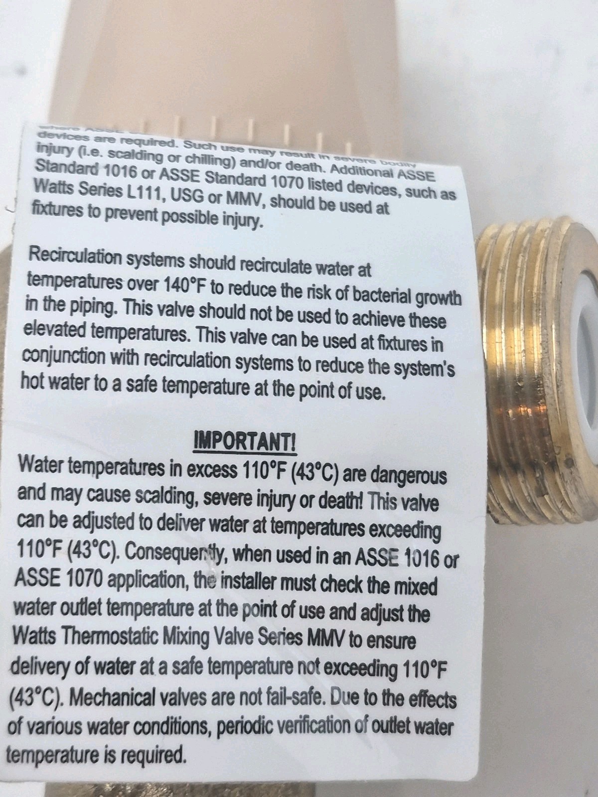 Watts LFMMVM1 Thermostatic Mixing Valve 1/2″ 80°-120°F, 150 PSI,