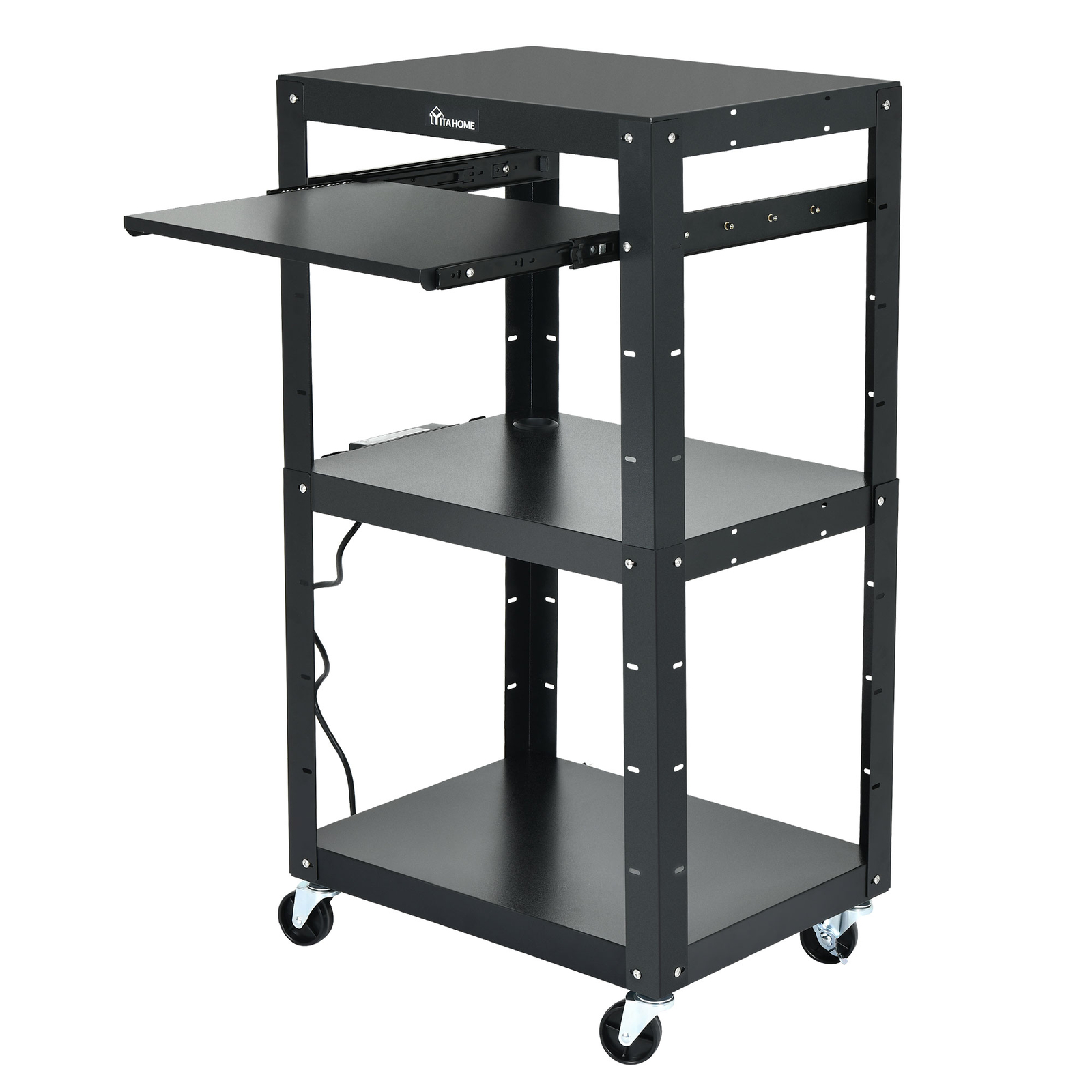 41» 3-layers Media Laptop Computer AV Cart Tabel w/ Power Strip Office Room