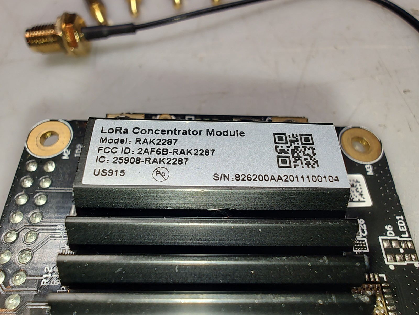 RAK2287 LoRa Concentrator Module 915MHz North America with Pi Hat, Antenna, Jack