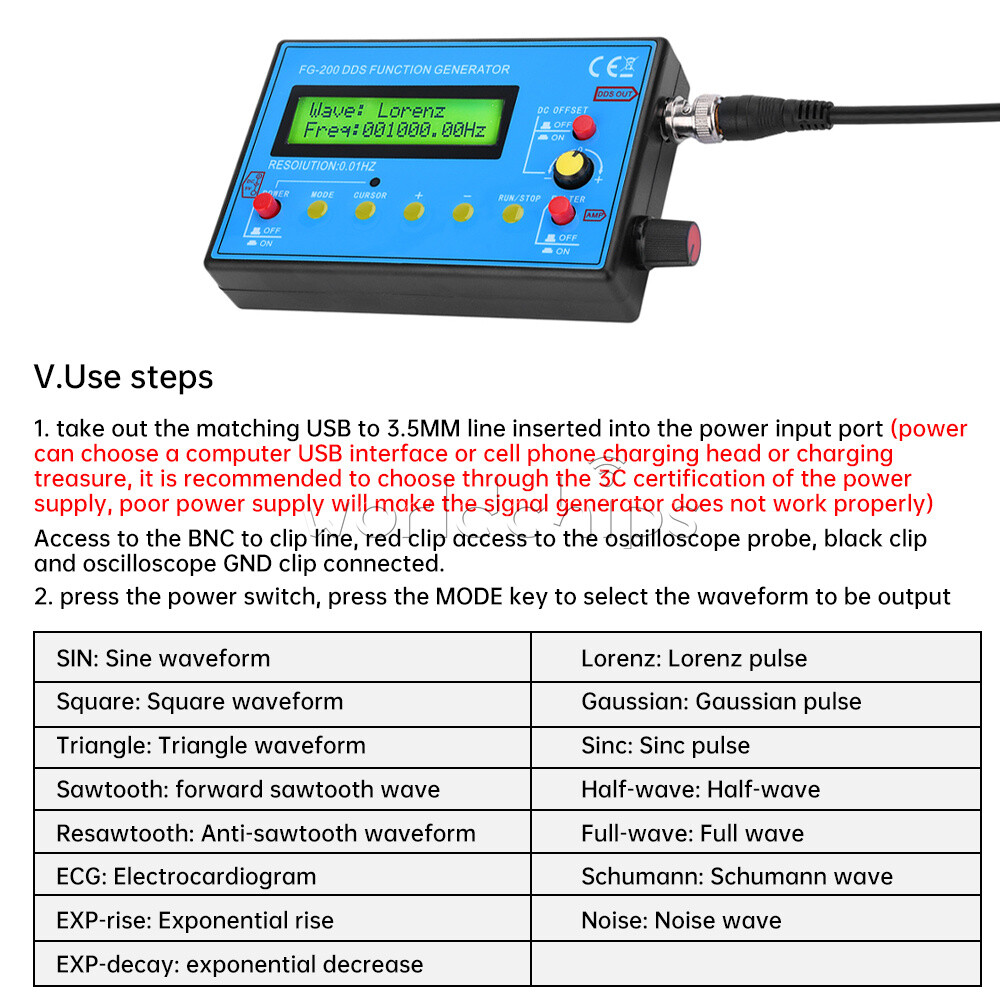 FG-200 0.01Hz-500KHz DDS Function Signal Generator Frequency Signal Counter New