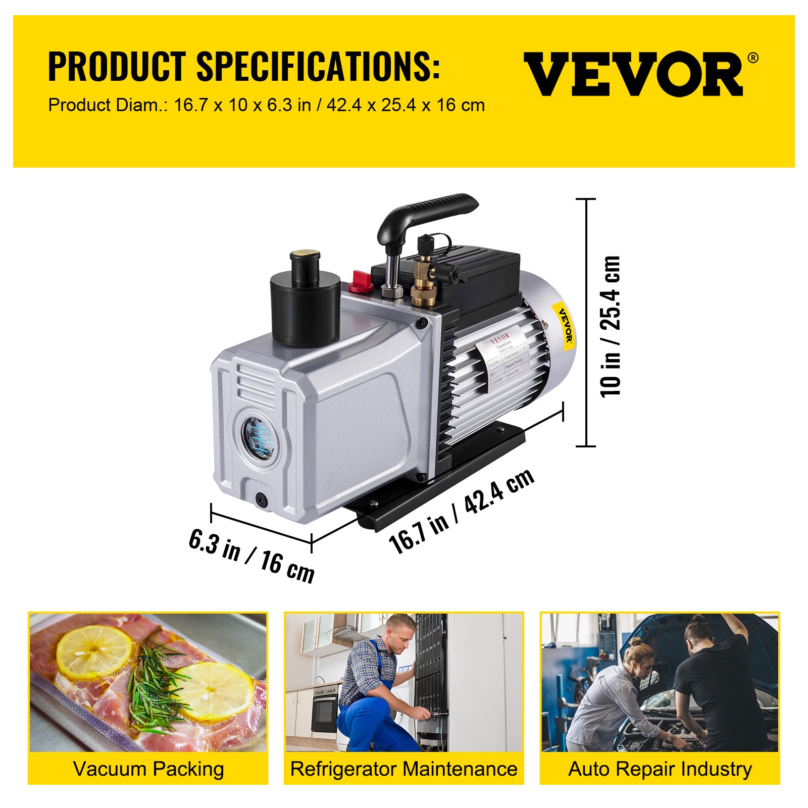12CFM Vacuum Pump Single Stage Ultimate 3PA rotary vane 110V/60HZ ACTIVE DEMAND