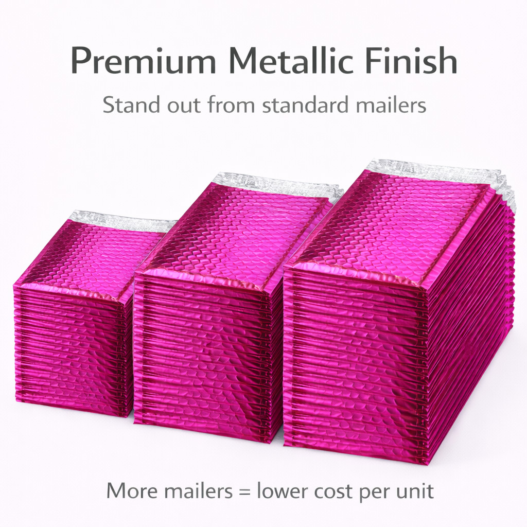 Metallic Pink Poly Bubble Mailers #2 8.5×12 Padded Envelopes 50 100 200
