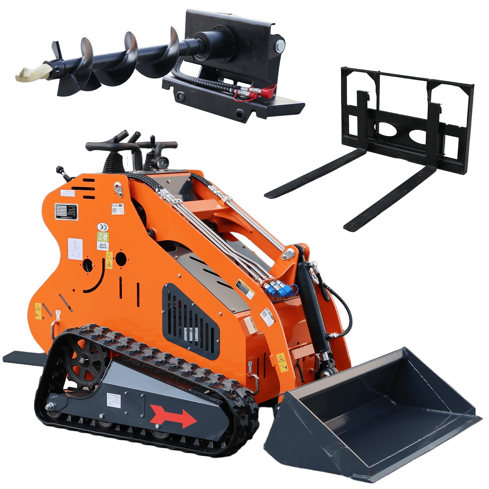 2026 Brand New 24HP Gas EPA Mini Skid Steer Loader with 8»AUGER & Pallet Fork