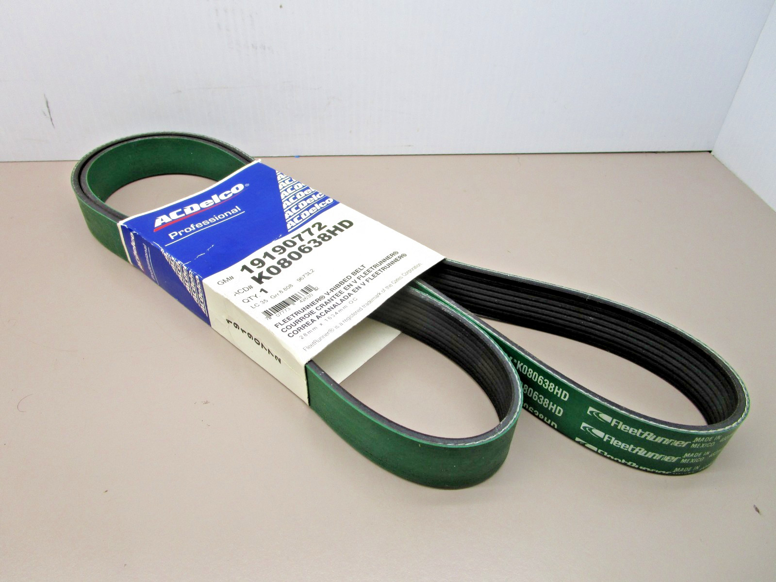ACDelco K080638HD Gates Fleetrunner V-Ribbed Belt GM 19190772