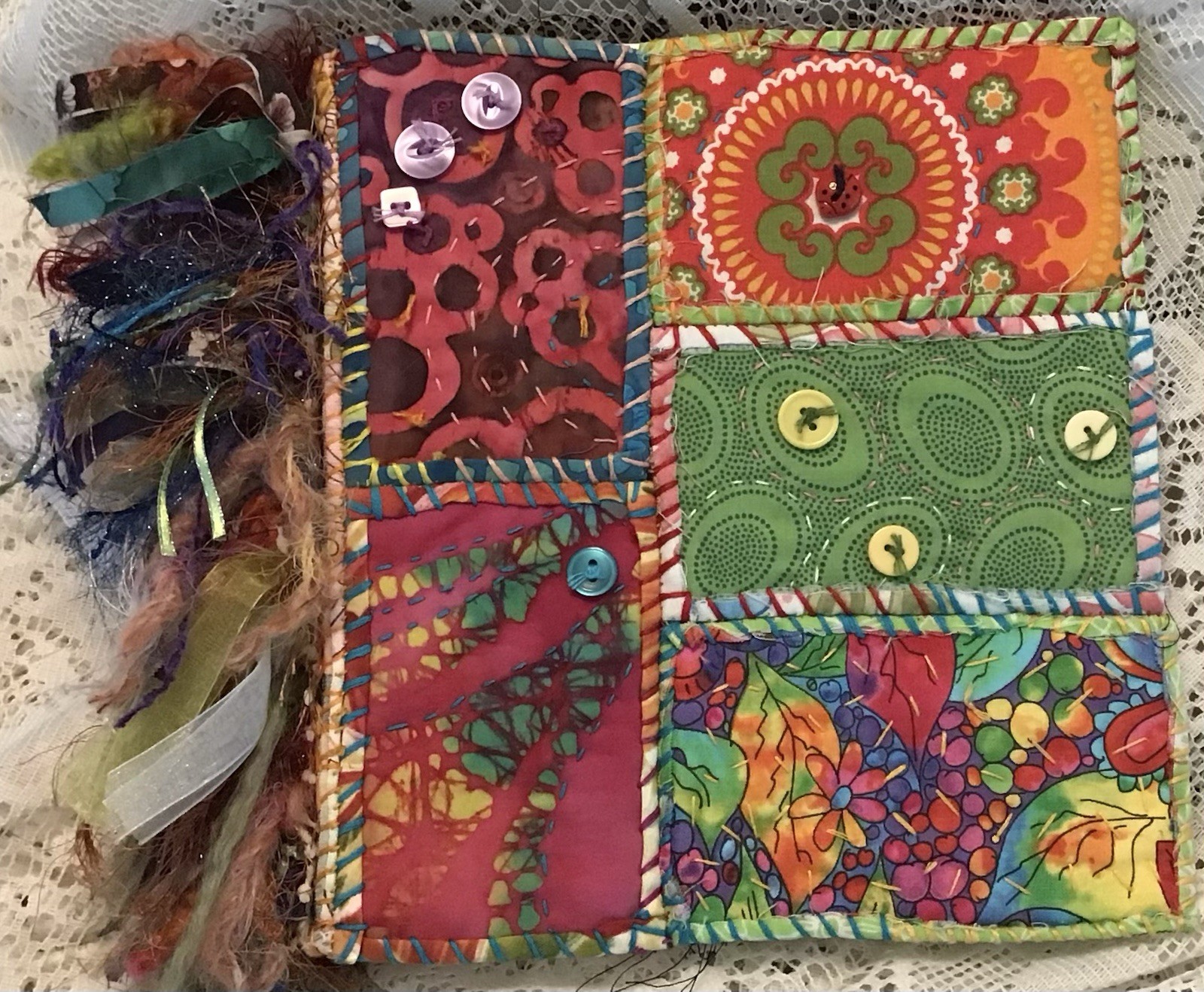 Handmade Art Journal Sketchbook Watercolor Paper Fabric Cover 8×9 OOAK