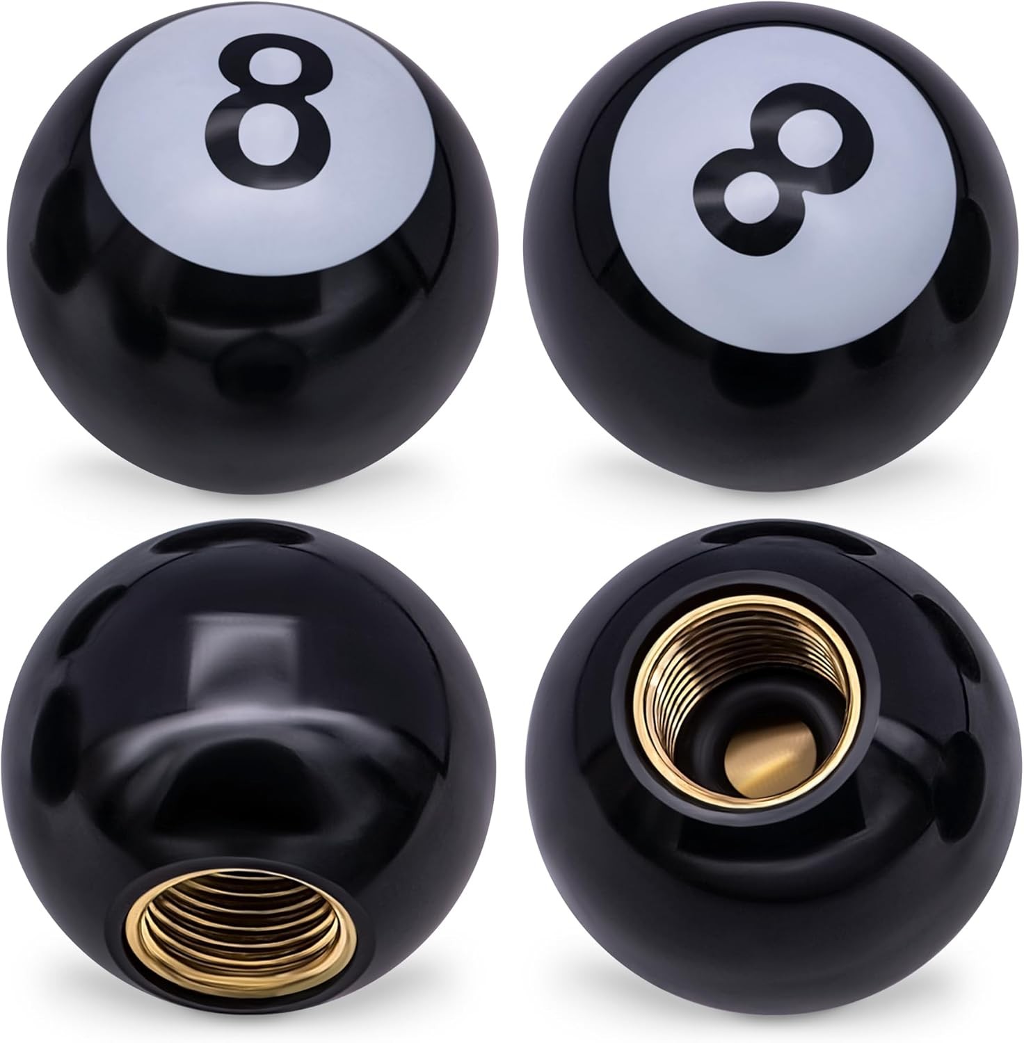 4PCS Pool 8 Ball Style Tire Valve Stem Caps, Universal Copper Core Dustproof Tir