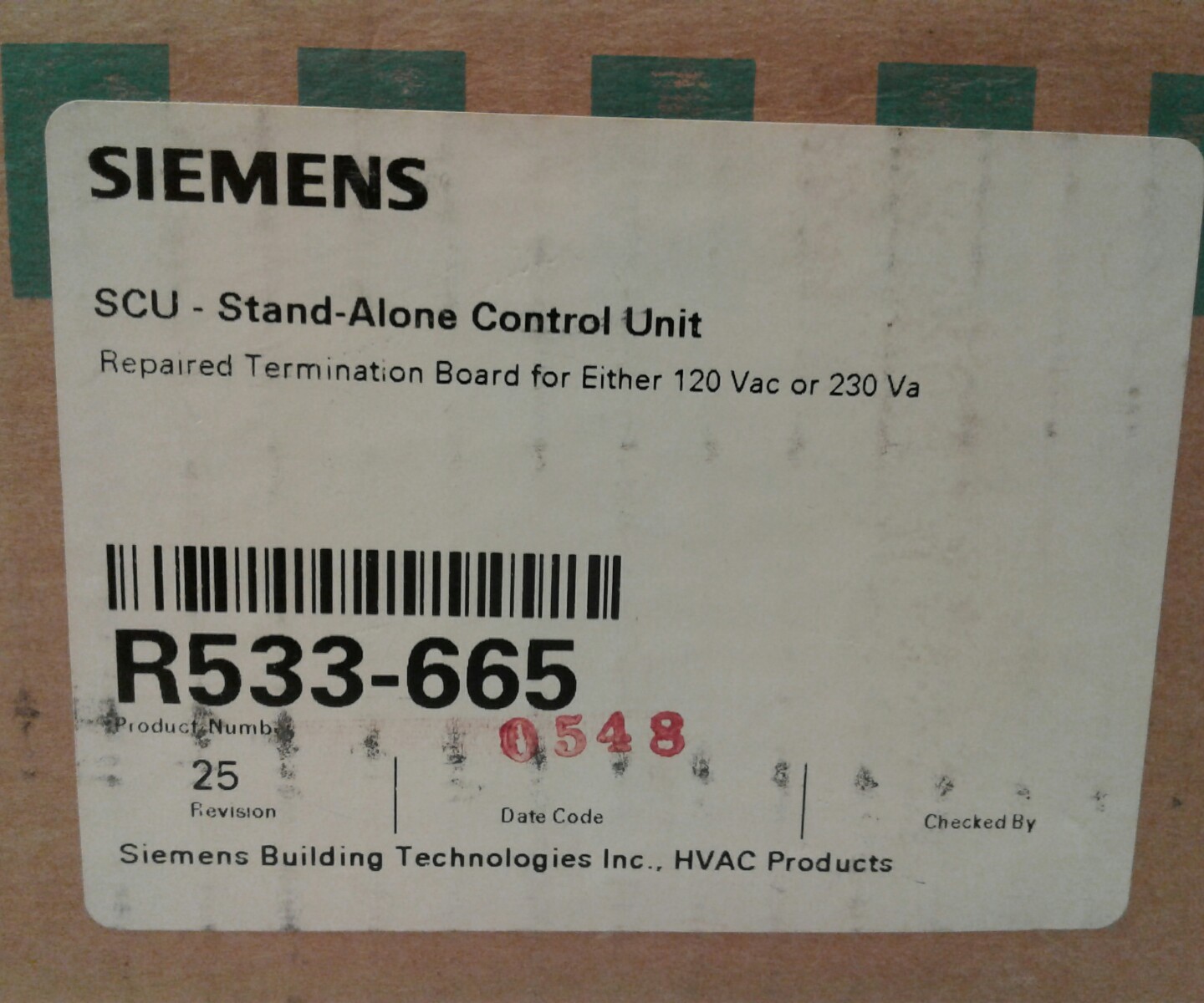 SIEMENS / LANDIS & GYR – SCU Stand Alone Unit – MFG Refurbished Sealed R533-665