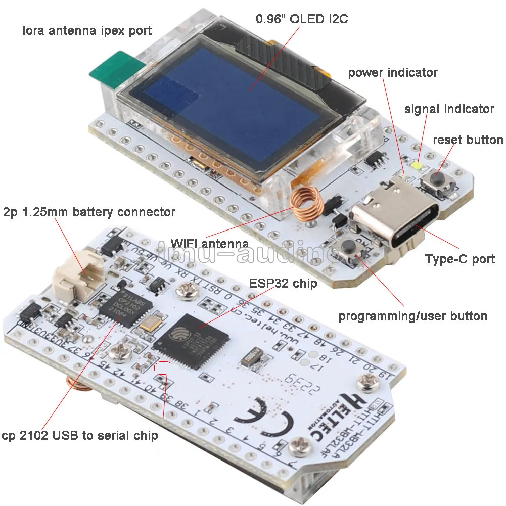 868MHz 915MHz ESP32 OLED WiFi LoRa 32 + LoRa Antenna for Meshtastic LoRaWAN IOT