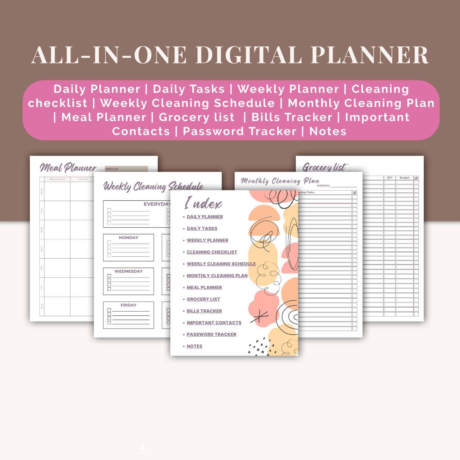 Digital | Home Management Planner, Goodnotes iPad Planner Digital Journal Pdf