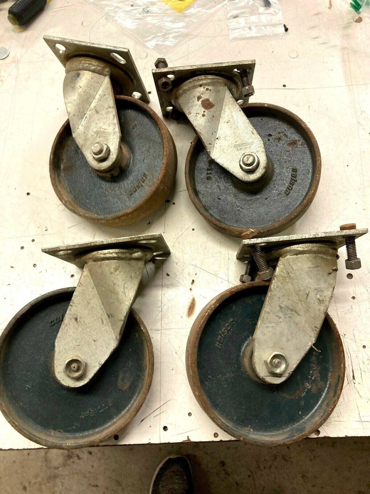 Set of 4 Colson Casters 6″ X 1.5″ Swivel Cast Iron