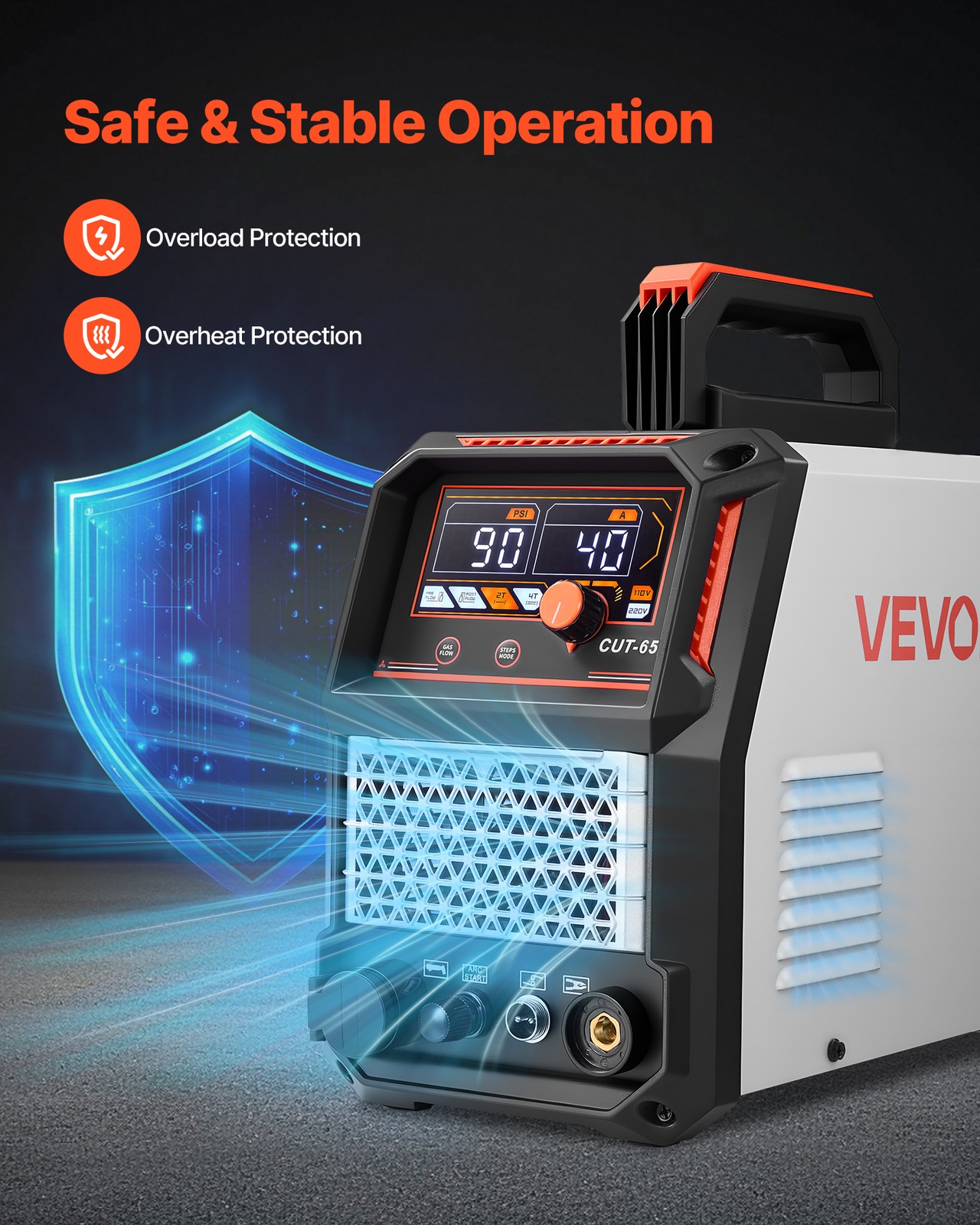 VEVOR Plasma Cutter 65A Non-Touch Pilot Arc Plasma Cutting Machine 110V/220V