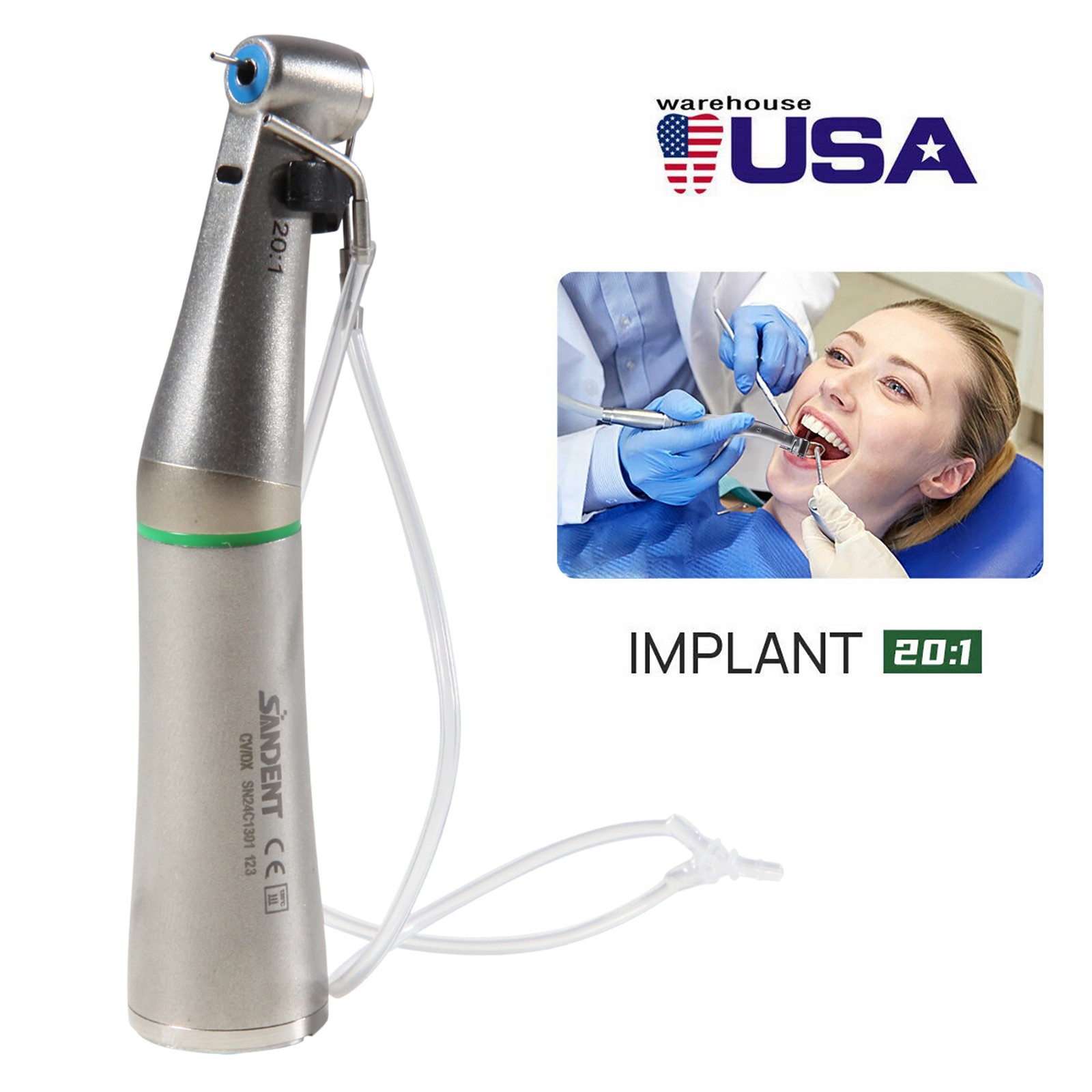Dental Implant System LED Brushless Motor +20:1 Fiber Handpiece 5.0-60N.cm