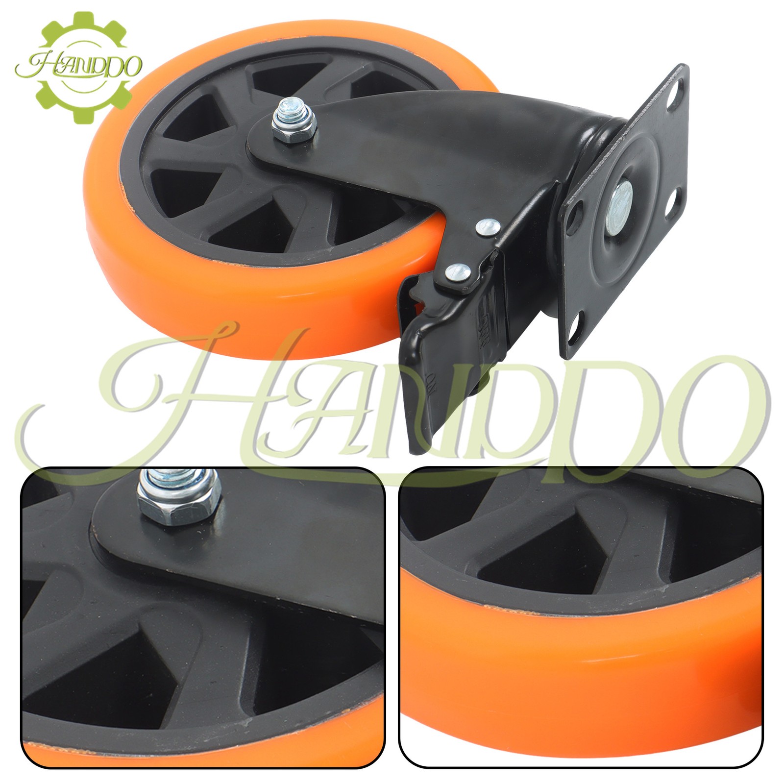 Caster Wheels Swivel Plate Casters 4 Pack 6 inch Heavy Duty with Locking Brake