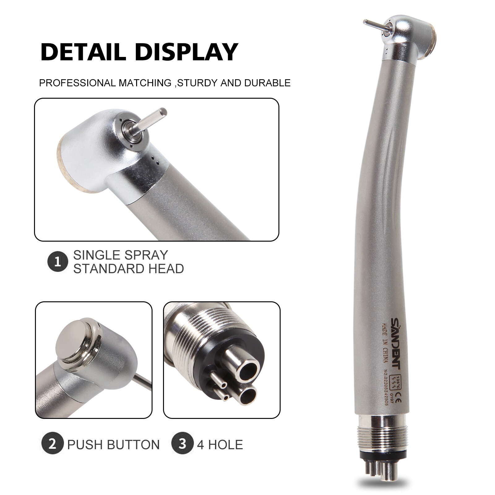 10 SANDENT NSK Style Dental High Speed Handpiece Push Button 4 Hole Pana Max ST4