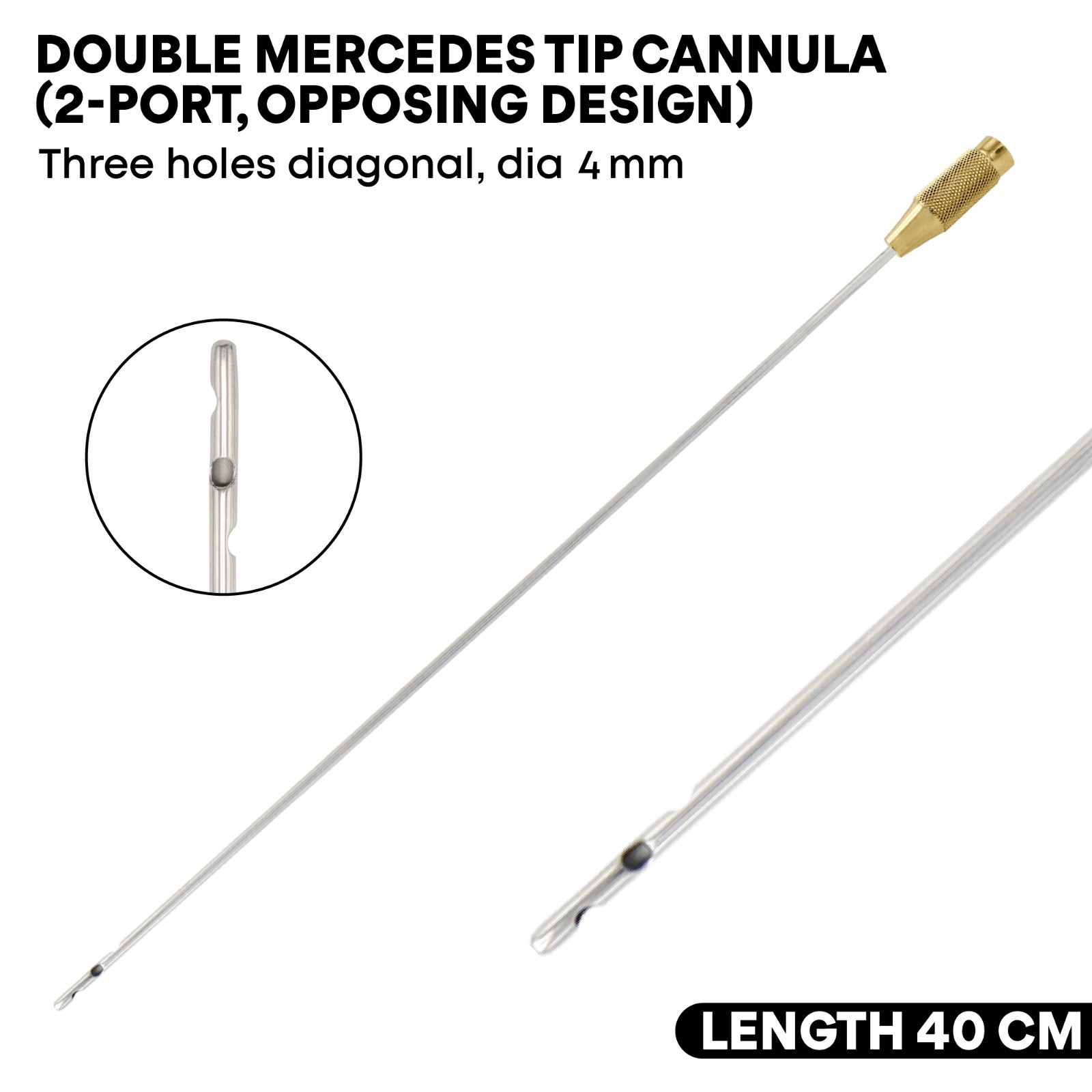 Liposuction Cannulas 3 Diagonal Holes 4mmx40cm Fat Transfer Plastic Surgery Tool