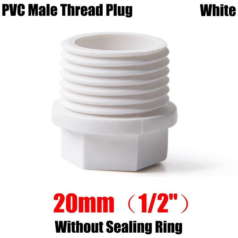 BSP Pressure Pipe Fitting White/Grey/Blue PVC Male Threaded Plug 1/2″ 3/4″ 1″