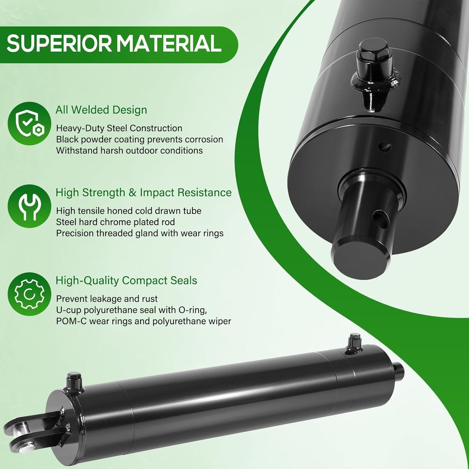 5″x24″ Log Splitter Hydraulic Cylinders Double Acting 5″ Bore 24″ Stroke 2″ Rod