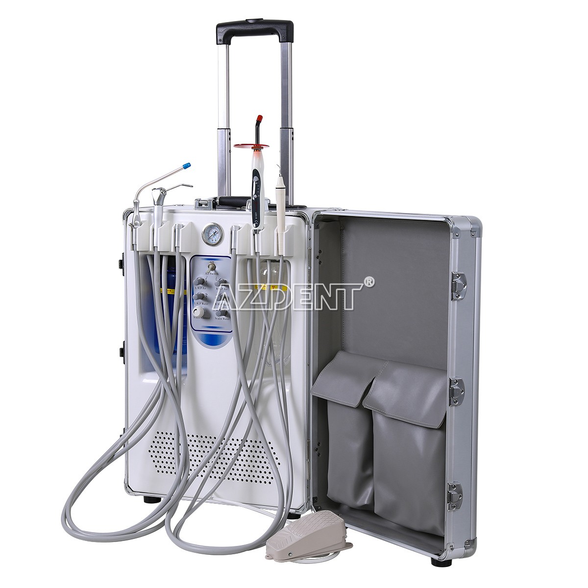 Portable Dental Delivery Unit Cart Built in Air Compressor Curing light scaler