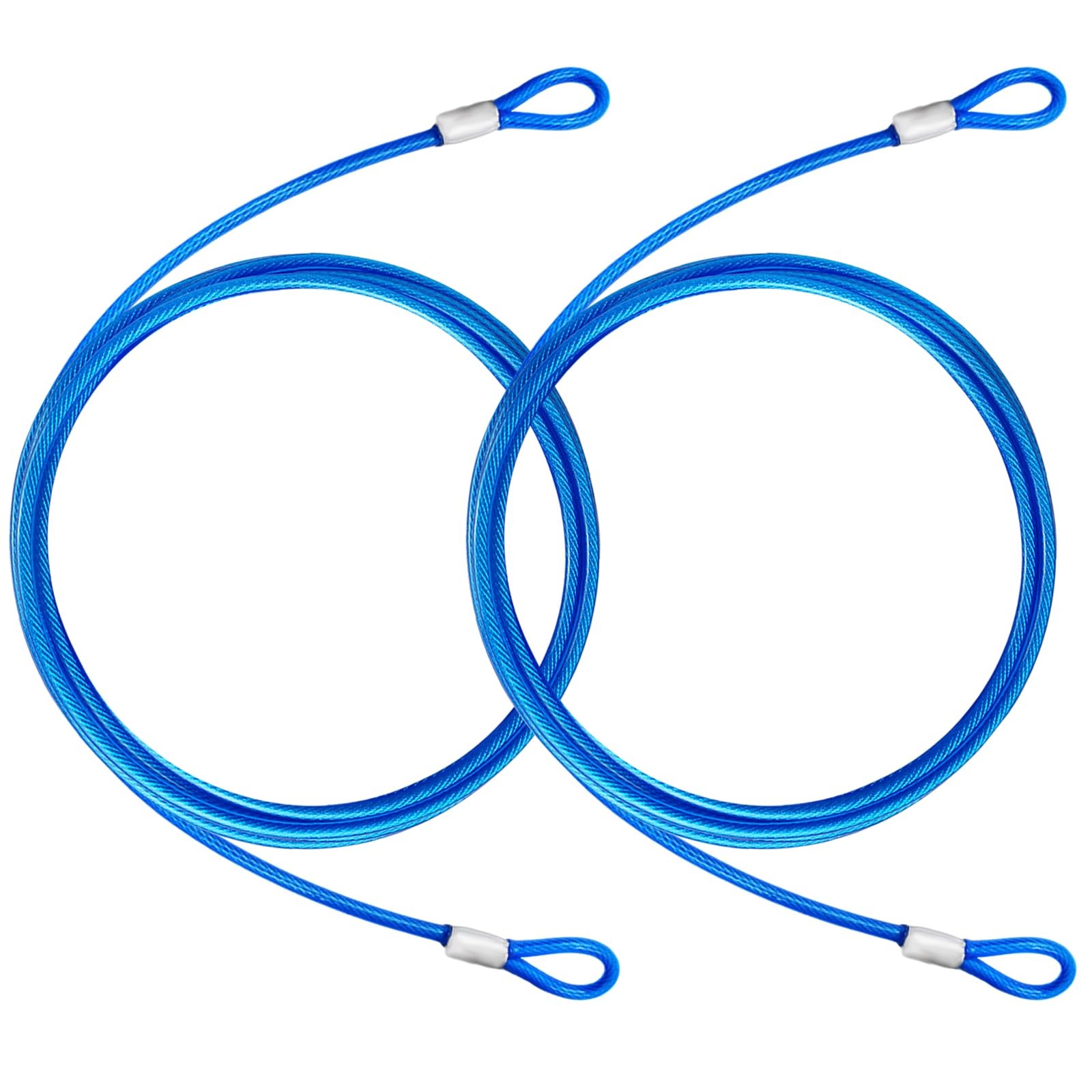 NAZOU 4FT （3/16 Inch） Steel Security Cable with Loops – 4FT-(2Pack), Blue