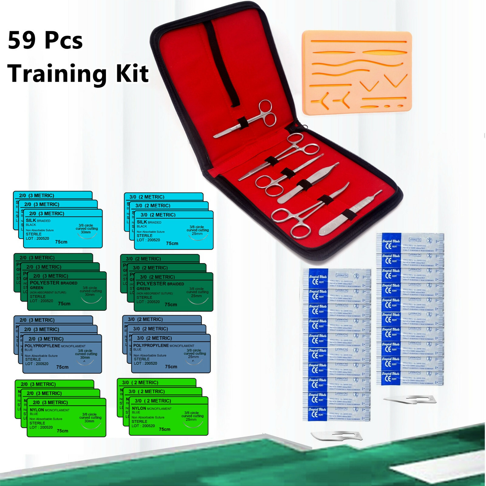 SUTURE PRACTICE KIT SURGICAL TRAINING TOOL MEDICAL,VETERINARIAN DENTAL STUDENT