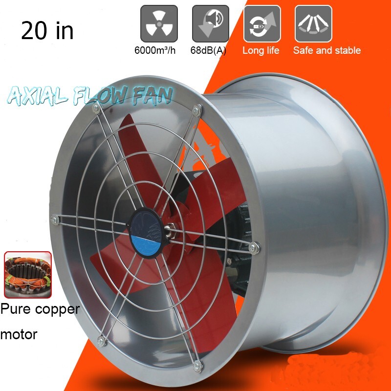 20» 220V 370W Workshop Axial Fan Cylinder Pipe Fan Premium 1400r/min Stainless