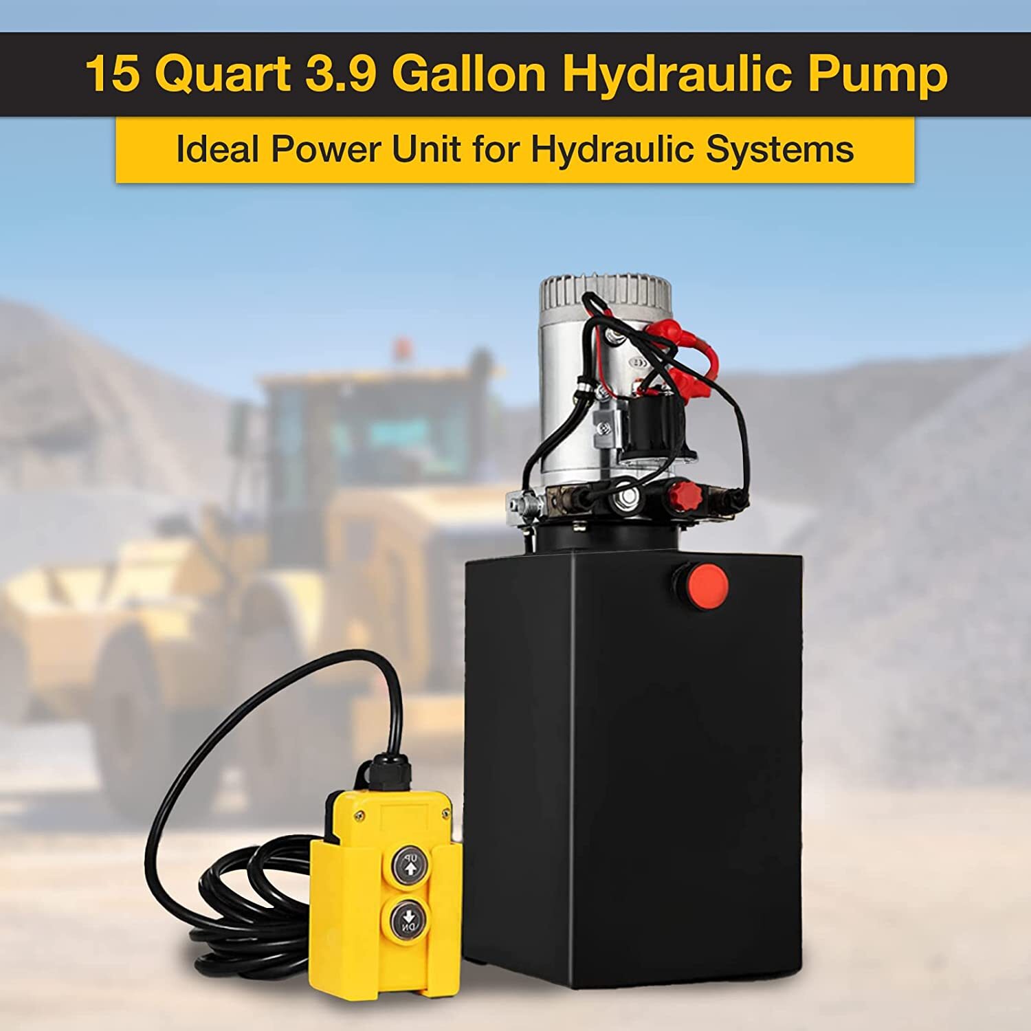 15 Quart Hydraulic Pump DC 12V Single Acting Dump Trailer Lifting Power Unit