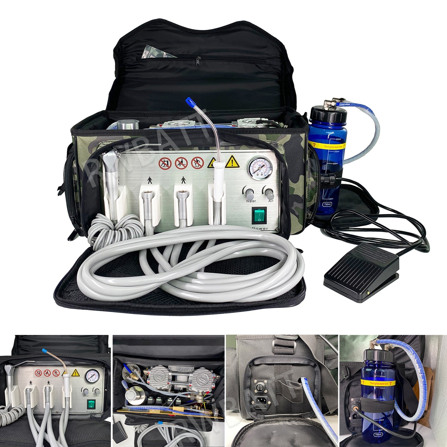 Portable Dental Delivery Unit with Air Compressor Suction System Mobile Bag