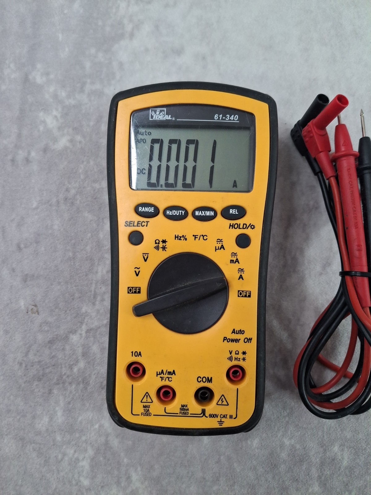 Ideal 61-340 Multimeter Voltmeter Cat III – Handheld – with Probe Test Leads