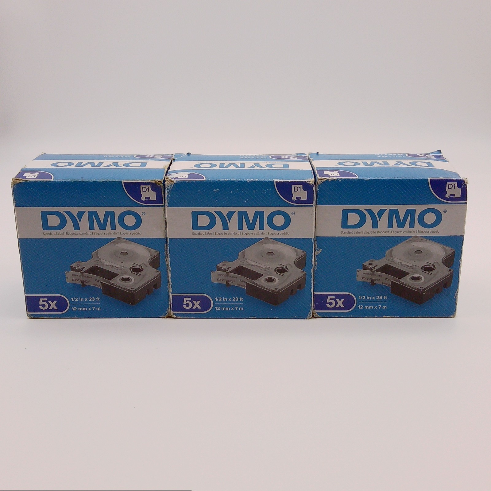15 PK Genuine DYMO D1 45021 Label Tape White on Black 1/2″ x 23′ 12mm x 7 m