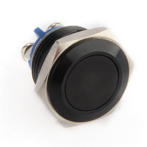 Metal Push Button Waterproof Switch Black Momentary Reset DC 2A 12V-36V Car/Boat