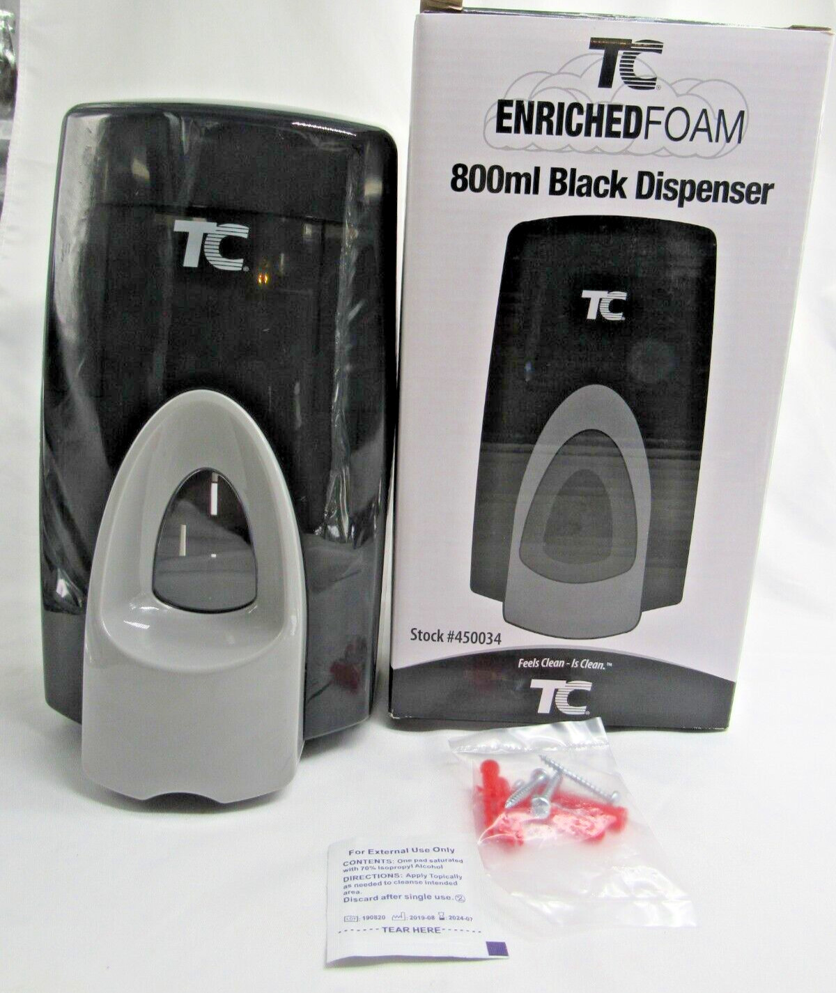 TC Enriched Foam Dispenser 800ml Black Dispenser with hardware