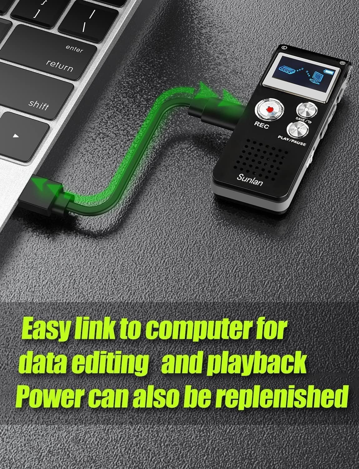 USB Rechargeable Voice Recorder 16GB – Noise-Cancellation for Optimal Clarity