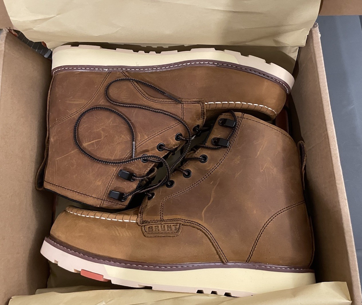 BRUNT Marin EH Work Boots Brown Leather Lace-Up Men’s 9.5 Medium MPN 1225-1