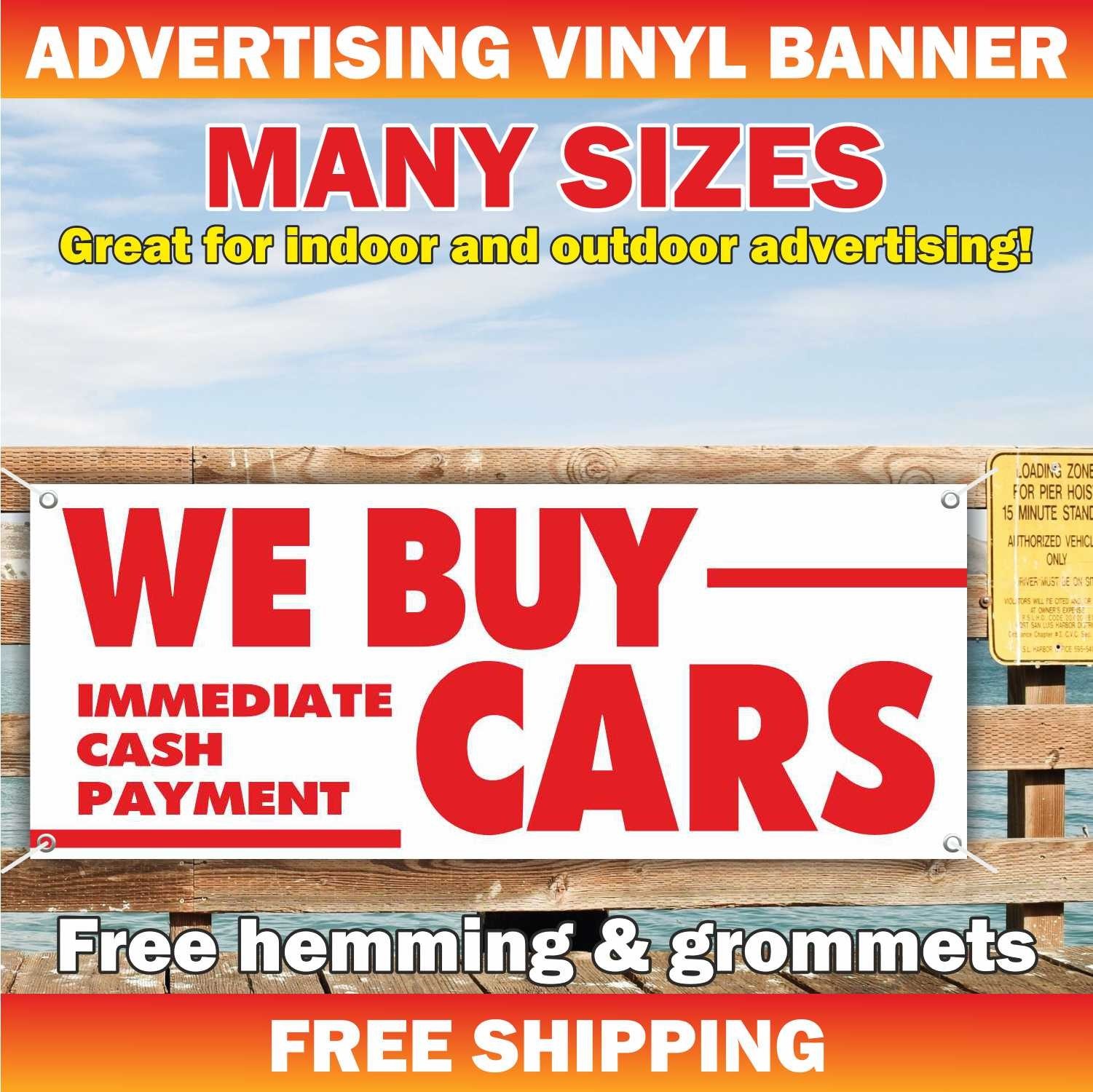 WE BUY CARS Advertising Banner Vinyl Mesh Sign auto sale dealer service cash