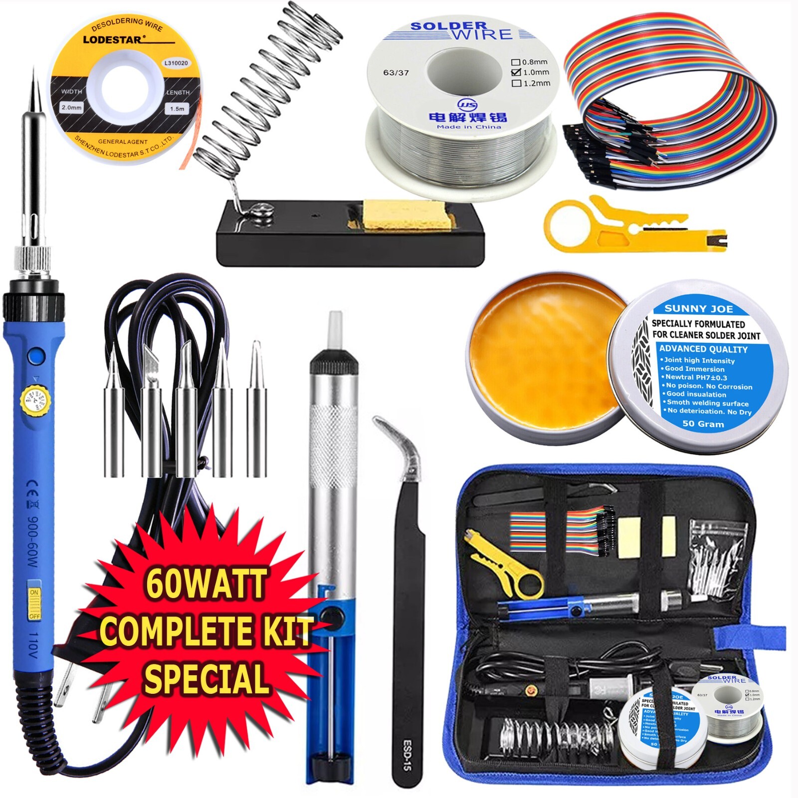 Soldering Iron Flux Paste Pump Wire Tips Holder Combo SMD BGA Electronics