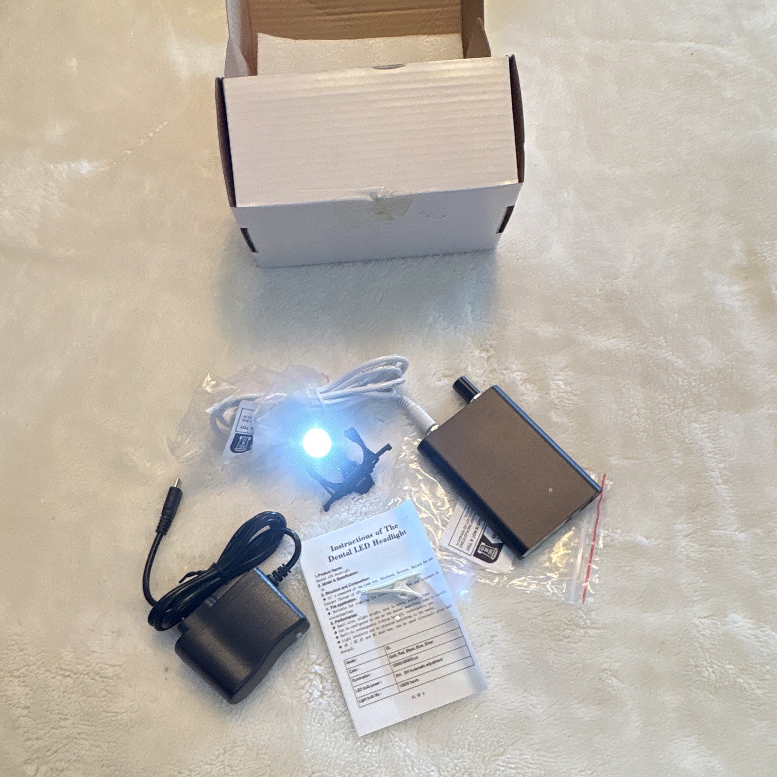 Fencia Dental LED Headlight Kit Head Light Lamp w/ Battery Pack & Charger