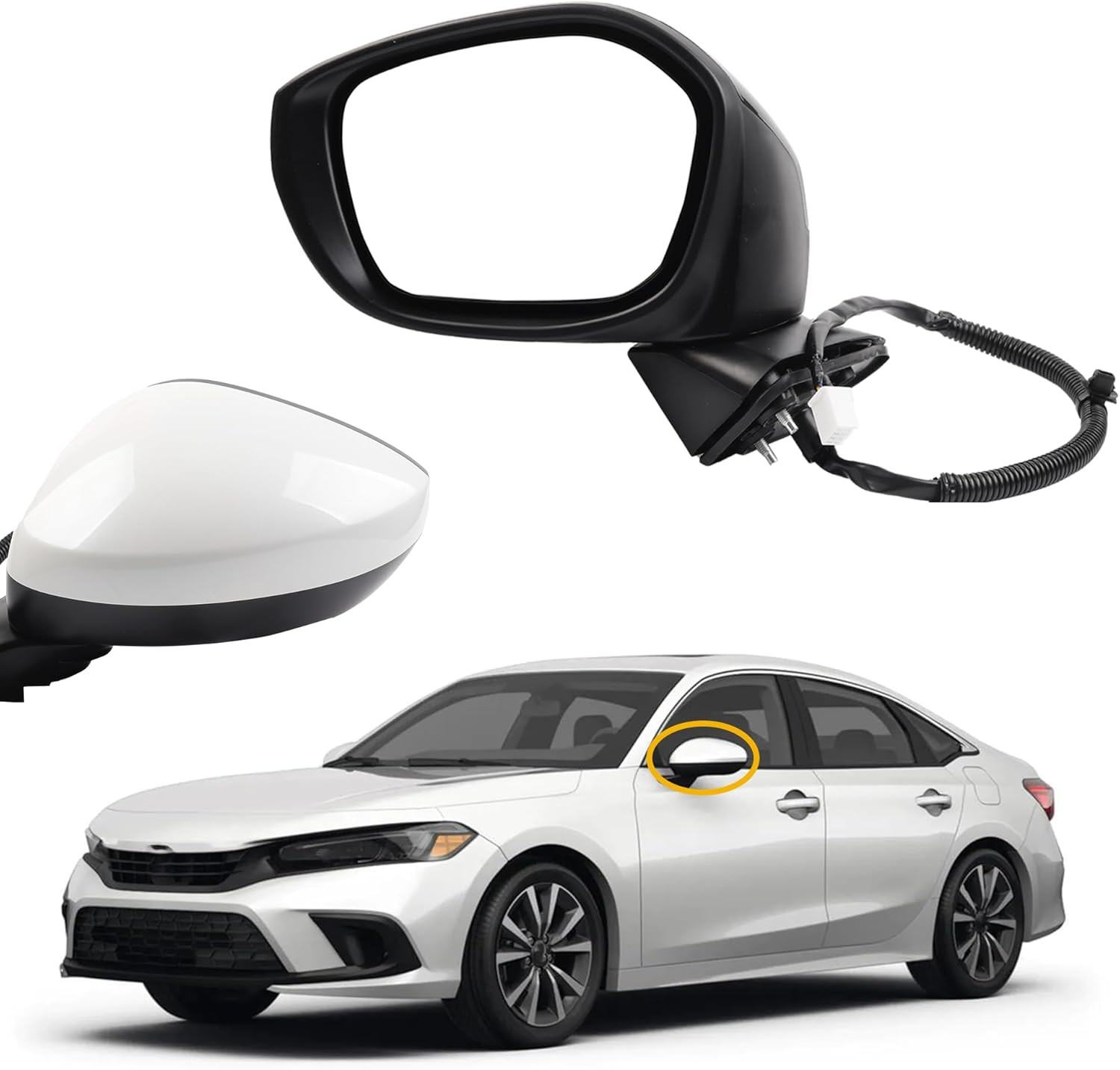 Driver Left Side Mirror Compatible with 2022-2025 Honda Civic with Power Glass,