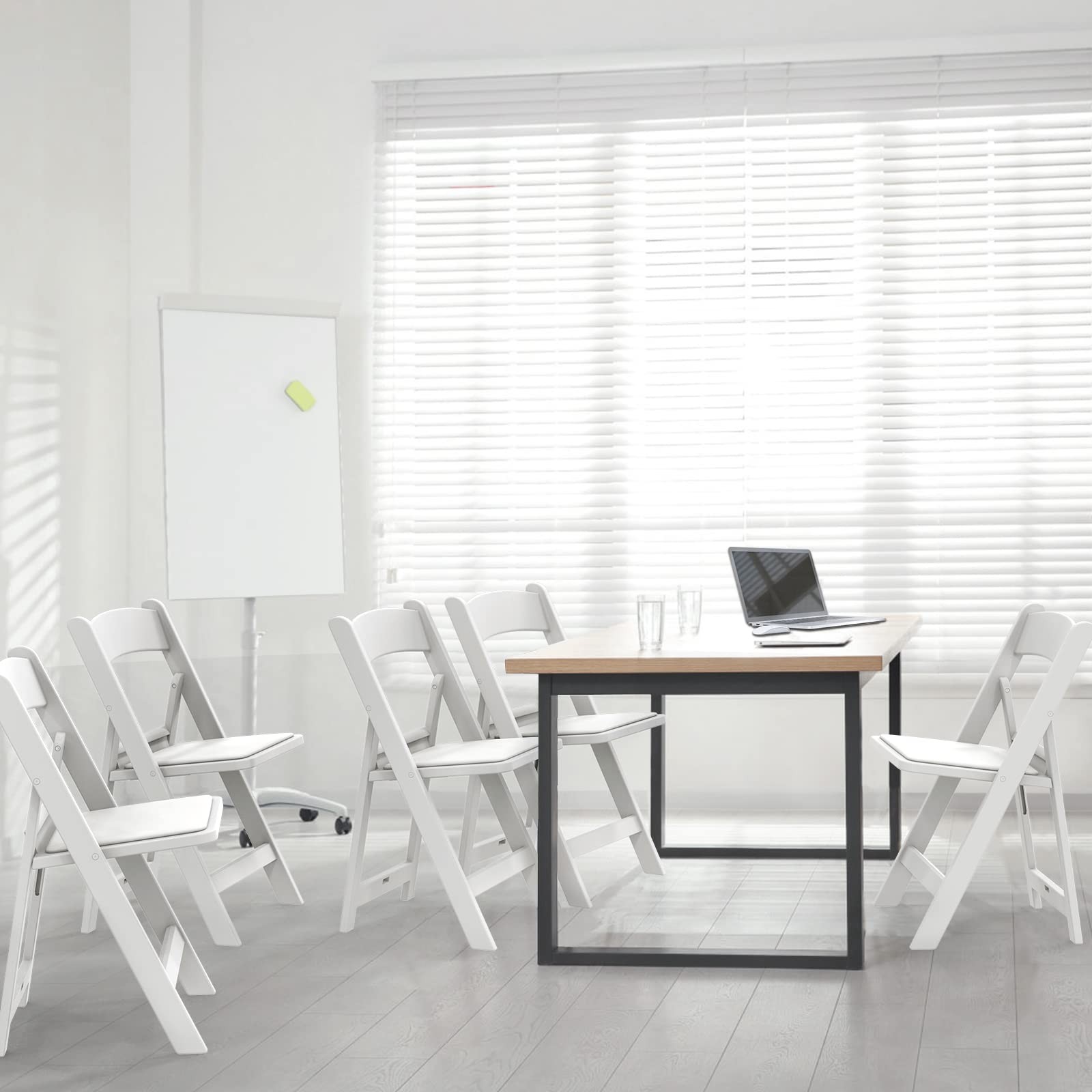 FCH Plastic Folding Chair with Padded Seat, Resin Foldable 1 Pack, White