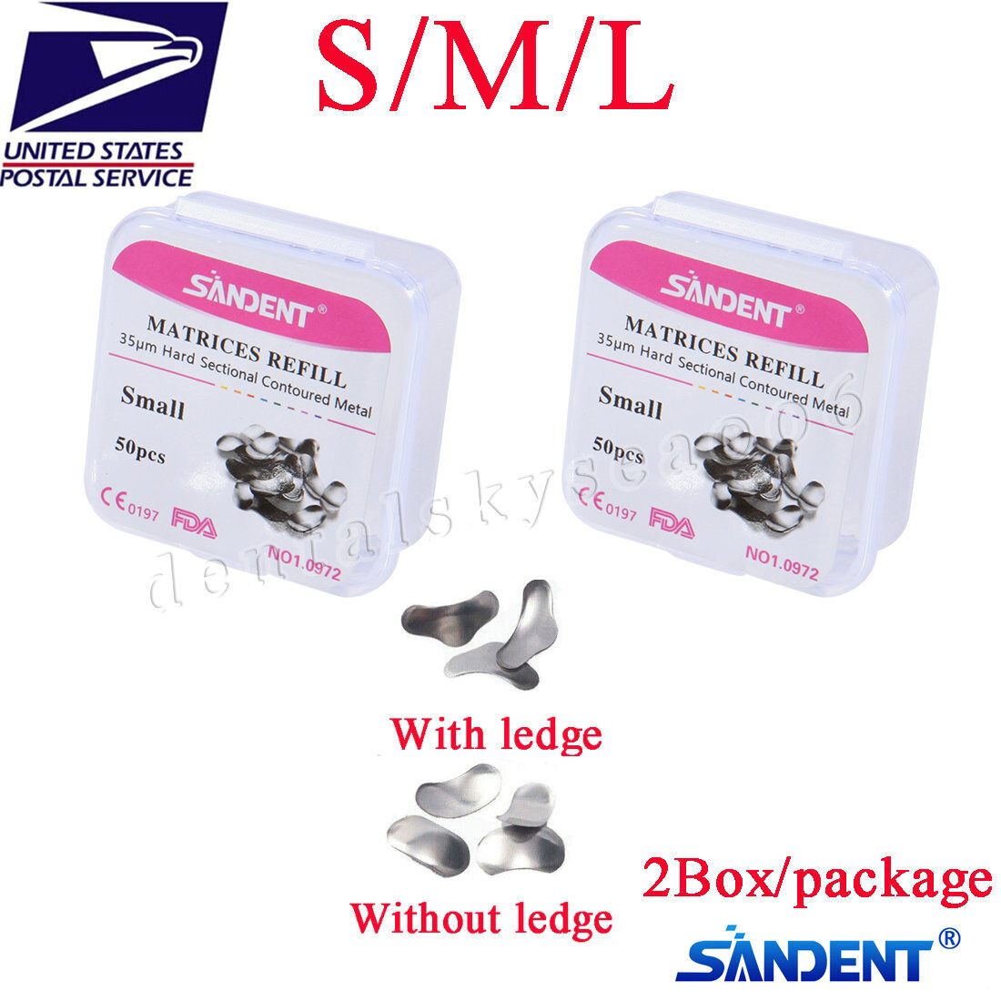 50Pcs Dental Matrices Bands Sectional Contoured Metal Matrix bands S/M/L