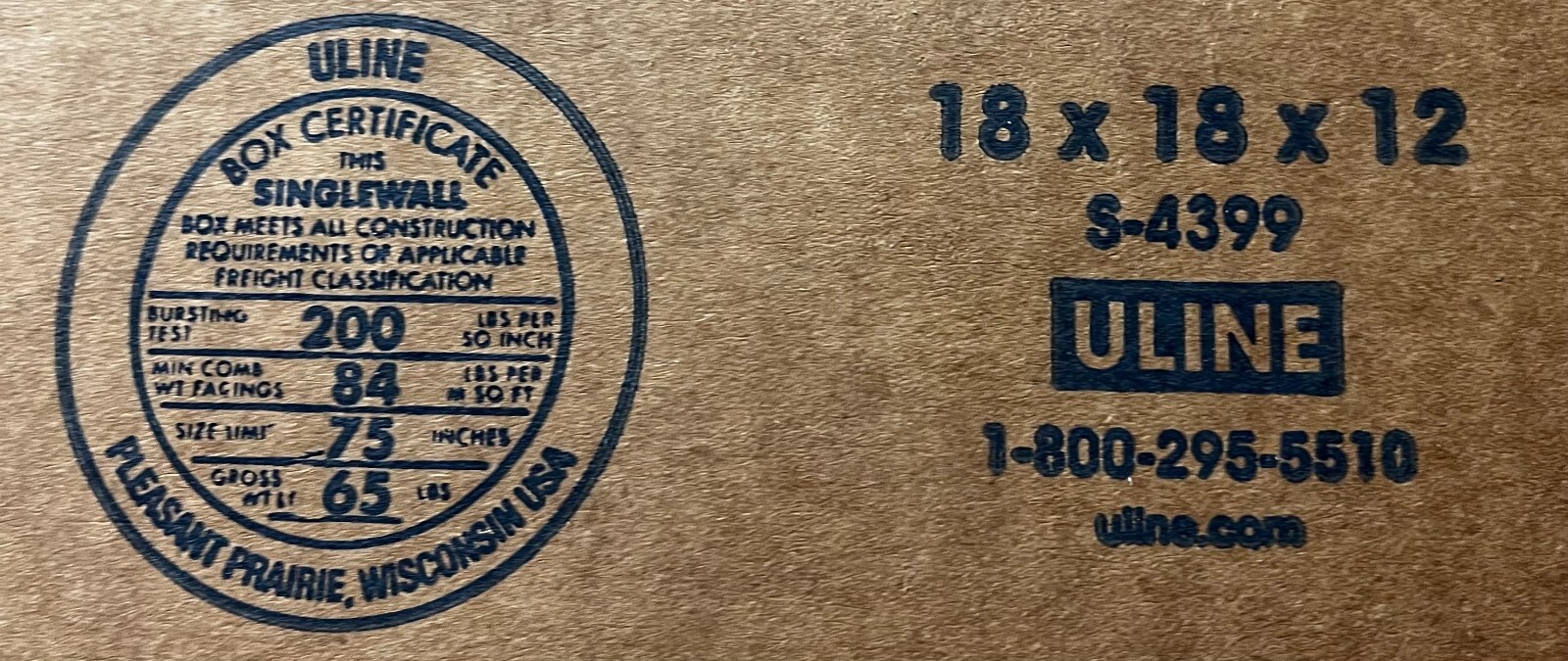 18″ x 18″ x 12″ Cardboard Corrugated Box – SINGLE BOX
