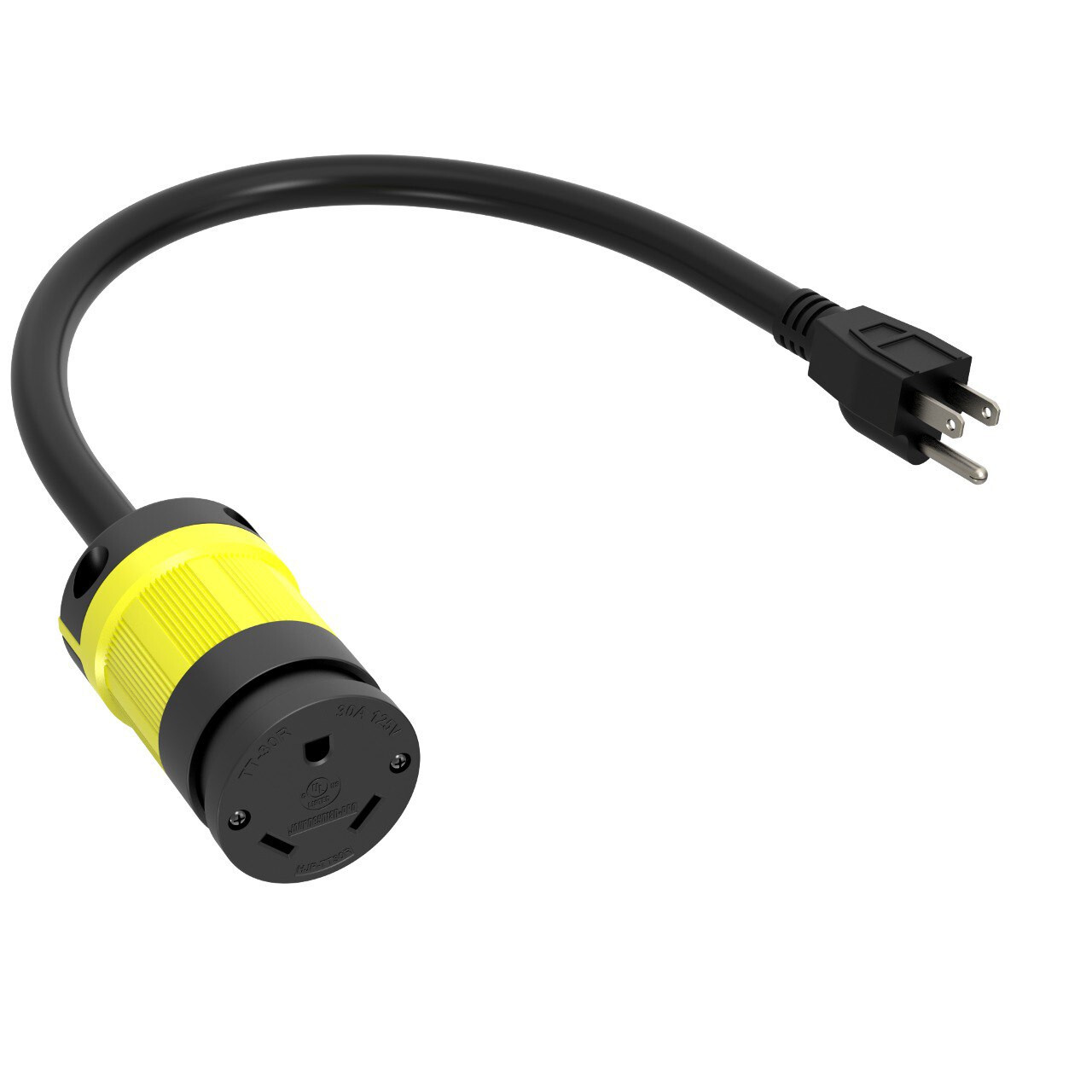 30 Amp to 110 Volt RV Charging Adapter Cord 24 Inch 2FT, NEMA 5-15P to TT-30R