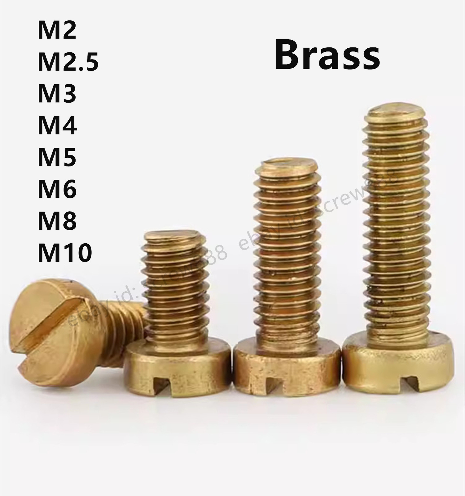 M1.2 M1.4 M1.6 M2 M2.5 M3 Brass Cheese Slotted Head Machine Screws 3-10mm
