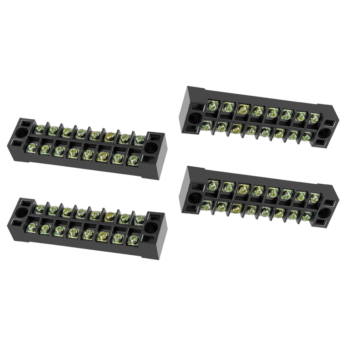 4 Pcs 8 Positions Dual Rows 600V 15A Wire Barrier Block Terminal Strip,TB-1508L